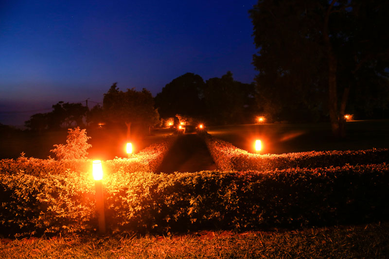 Evening in the gardens at Maya Nature Resort.