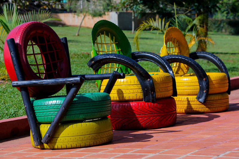 Tyre play area at Maya Nature Resort.